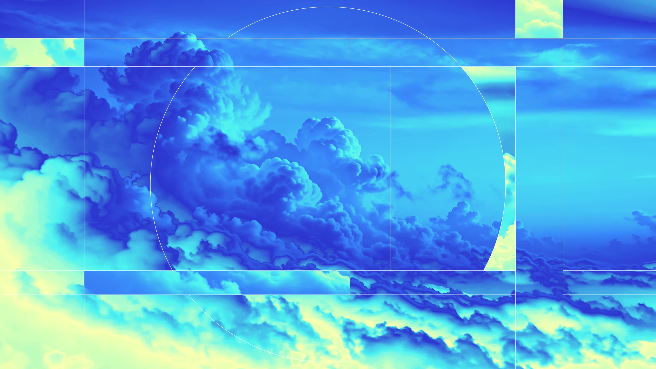 Blue and turquoise clouds with a forecast-grid motif in Google DeepMind’s WeatherNext 3 launch animation.
